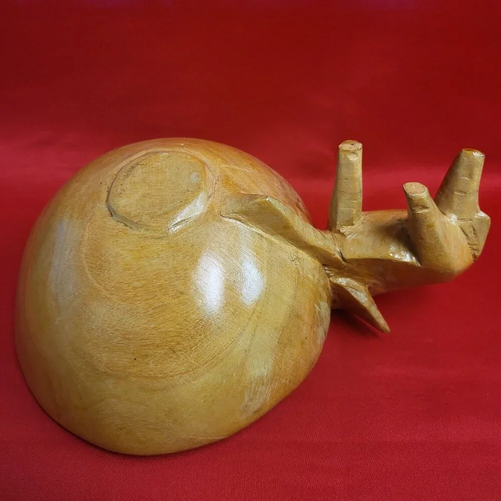 Vintage Wooden Handmade Elephant Bowl Dish Wood Carving